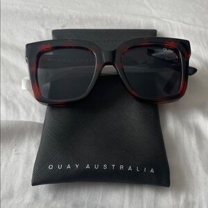 Quay Australia Black and Red Square Sunglasses